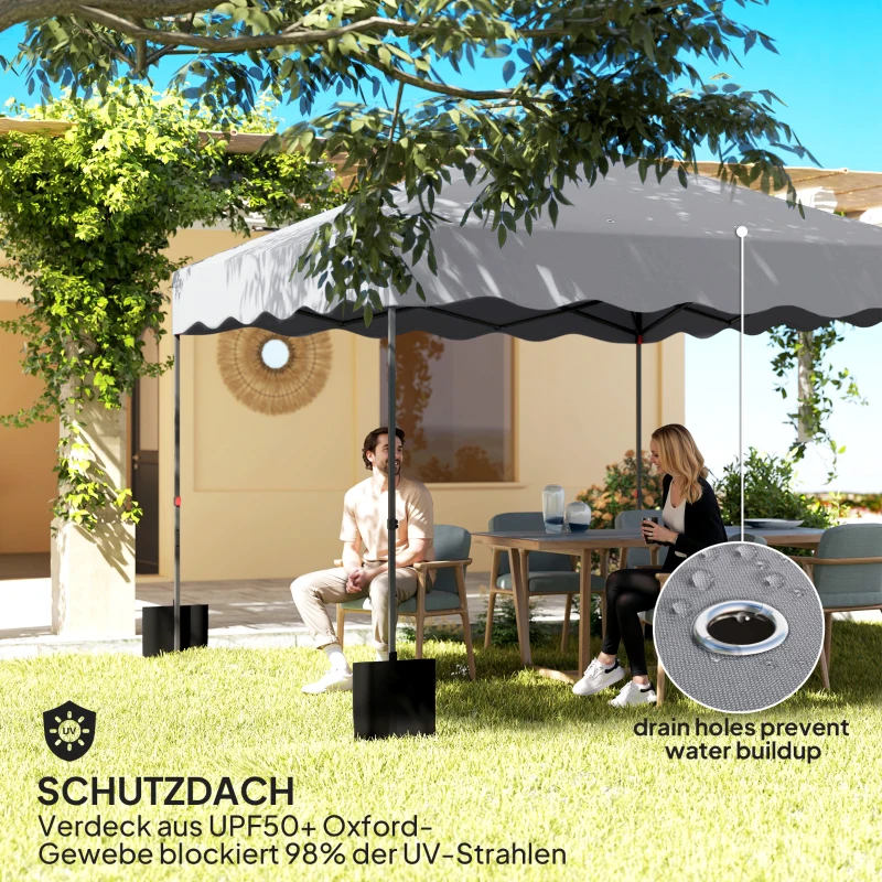 Outsunny 3 x 3 m Pop-up-Pavillon, Höhenverstellbares Gartenzelt, mit Rolltasche, für Garten, Terrasse, Metall, Stoff, Hellgrau
