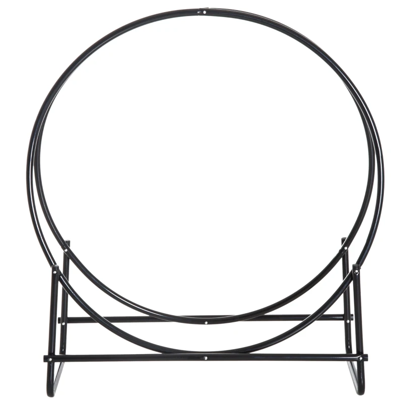 HOMCOM Range-bûches porte-bûches support bois de cheminée design contemporain 102L x 40l x 114H cm métal noir