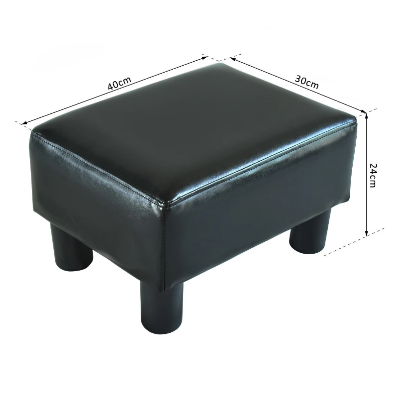 HOMCOM Repose-Pied Style Contemporain en Similicuir Noir