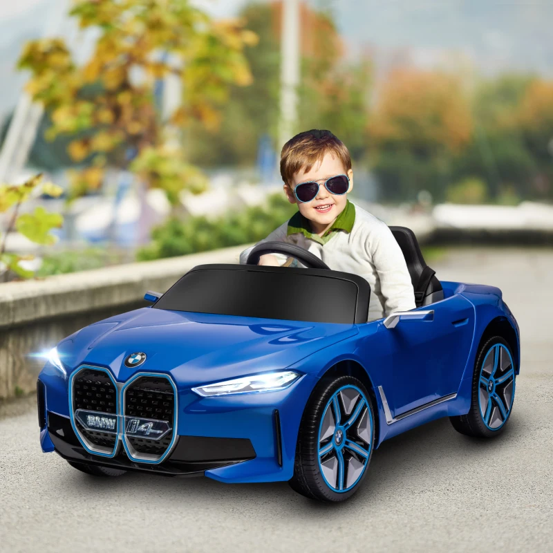 HOMCOM BMW i4 Licensed 12V Kids Electric Ride-On Car, Blue