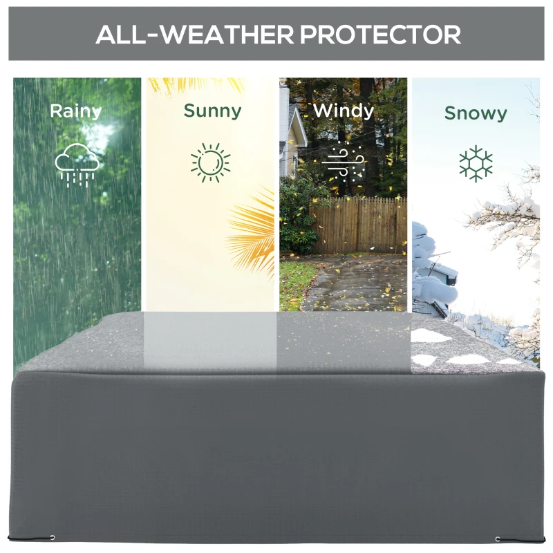 Outsunny 245x165cm Outdoor Garden Rattan Furniture Protective Cover Water UV Resistant Grey