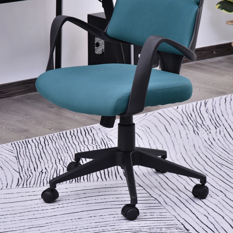 HOMCOM Fauteuil de bureau 67L x 60l x 118-127H cm rembourré réglable pivotant 360° bleu