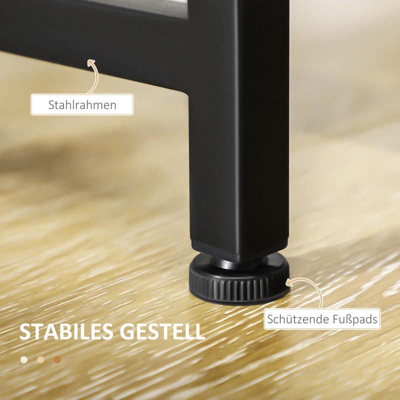 HOMCOM Essgruppe 4 Personen Esstisch mit 2 Bänken, Industriedesign, 120 cm x 70 cm x 75 cm, Schwarz + Natur