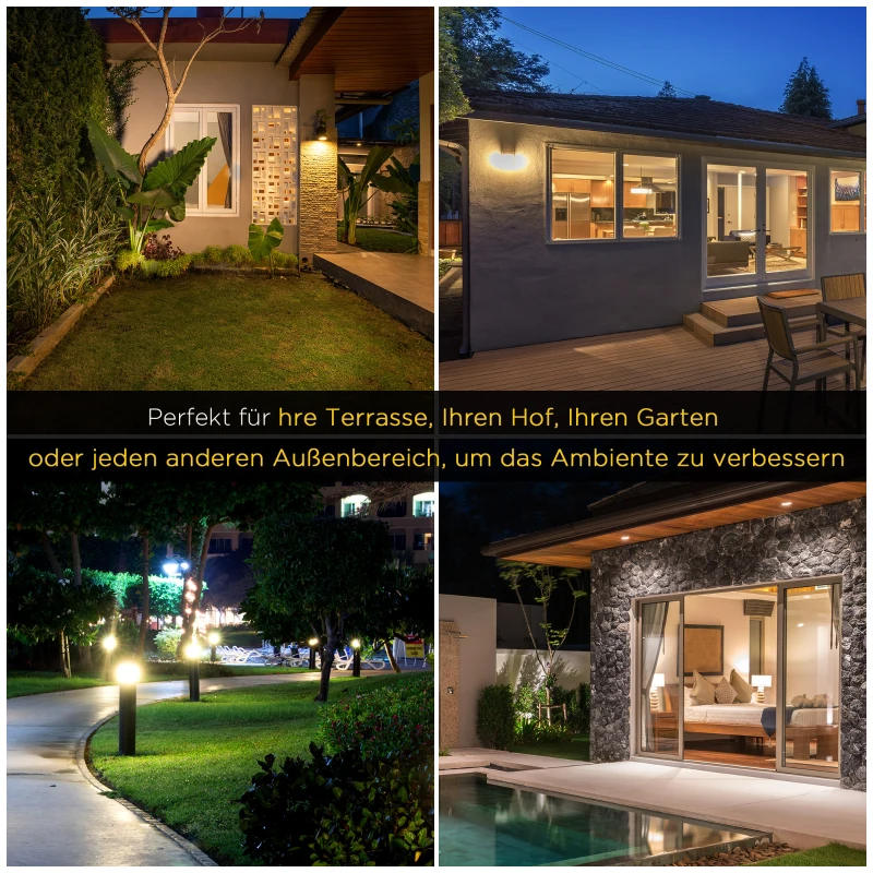 Outsunny Gartenlicht Gartenbeleuchtung Outdoor-Beleuchtung, wetterbeständig,  25 cm x 23,5 cm x 22 cm, Schwarz