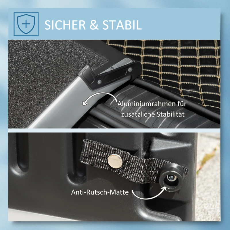 PawHut Haustierrampe klappbar größenverstellbar Aluminium Schwarz + Silber