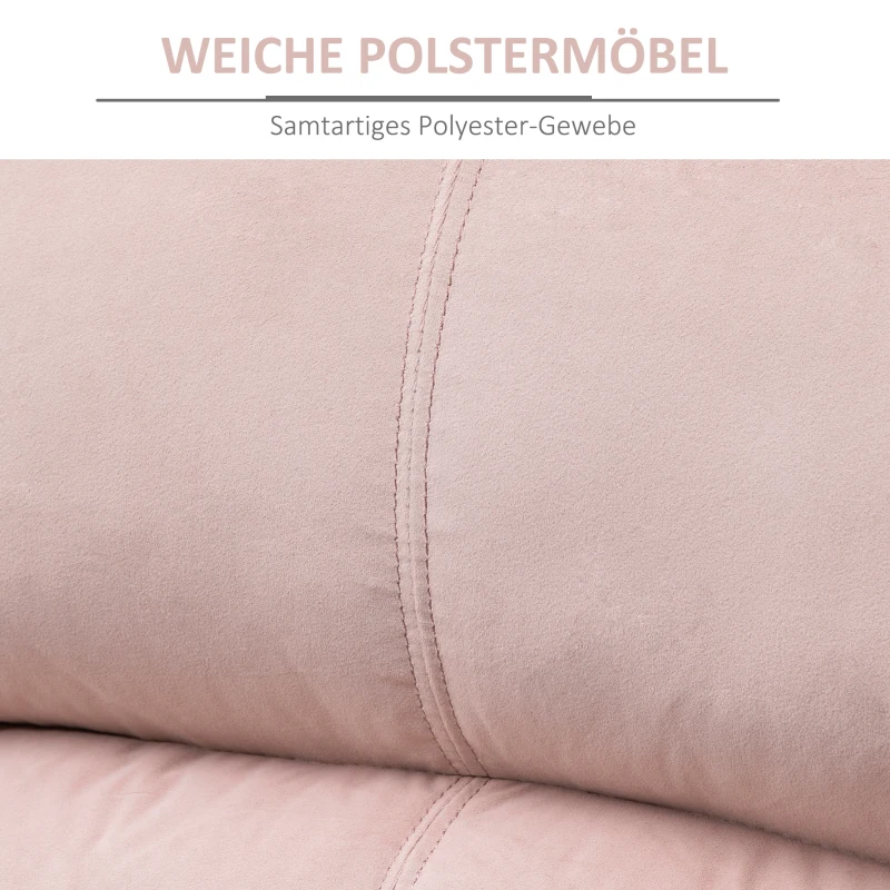 HOMCOM Relaxsessel mit Kopfstütze, verstellbare Rückenlehne, Liegeposition, Fernsehsessel, 85 cm x 95 cm x 104 cm; Rosa