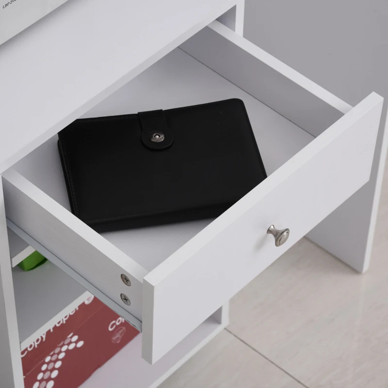 Vinsetto Druckertisch, Druckerständer, Bürowagen, Rollwagen mit Schublade+2 Ablagen+CPU-Ständer, Spanlatte, Weiß, 60 x 40 x 68,5 cm