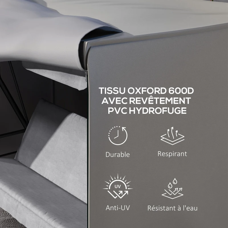 Outsunny Housse de Protection balancelle de Jardin 3 Places bâche étanche dim. 2,05L x 1,24l x 1,64H m Polyester Gris