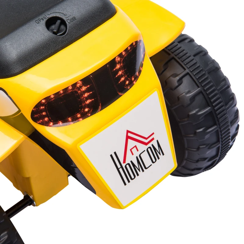 HOMCOM Moto Eléctrica Infantil con 3 Ruedas Moto Eléctrica para Niños de 18-36 Meses Triciclo a Batería 6V con Faro Bocina 72x57x56 cm Amarillo