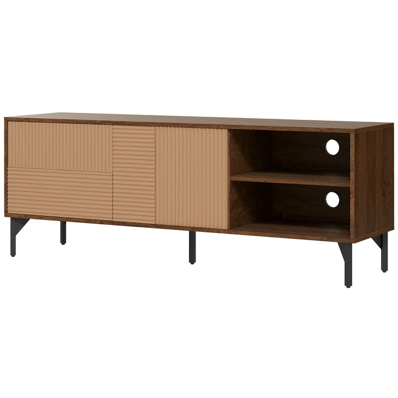 HOMCOM Mobile Porta TV fino 65" con 2 Armadietti e 2 Vani Aperti in Legno, 150x40x56cm, Marrone