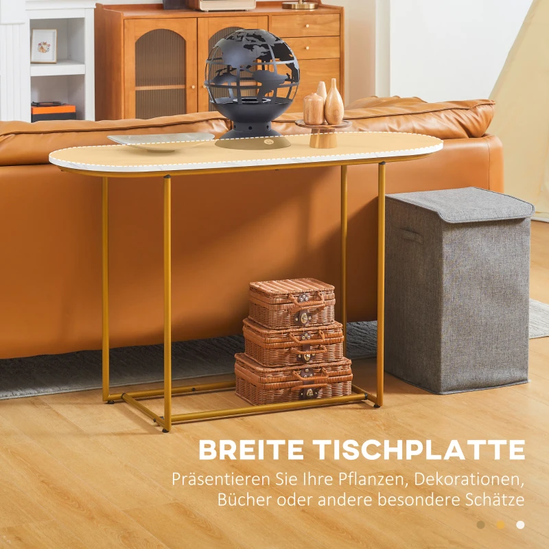 HOMCOM Konsolentisch in Artdeco-Design, Marmoroptik, Weiß + Gold