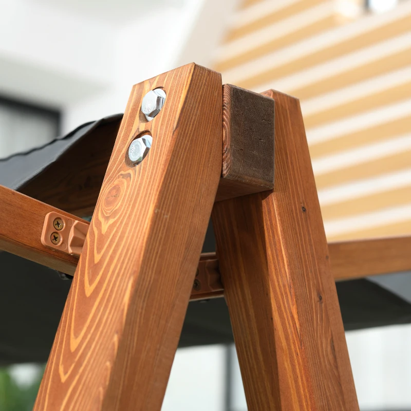 Outsunny Hollywoodschaukel mit Bettfunktion 3-Sitzer Gartenschaukel Holzschaukel mit verstellbarem Sonnendach Schaukelbank belast 250kg Gartenliege für Terrasse, 225,5 x 113 x 180 cm Grau+Teak