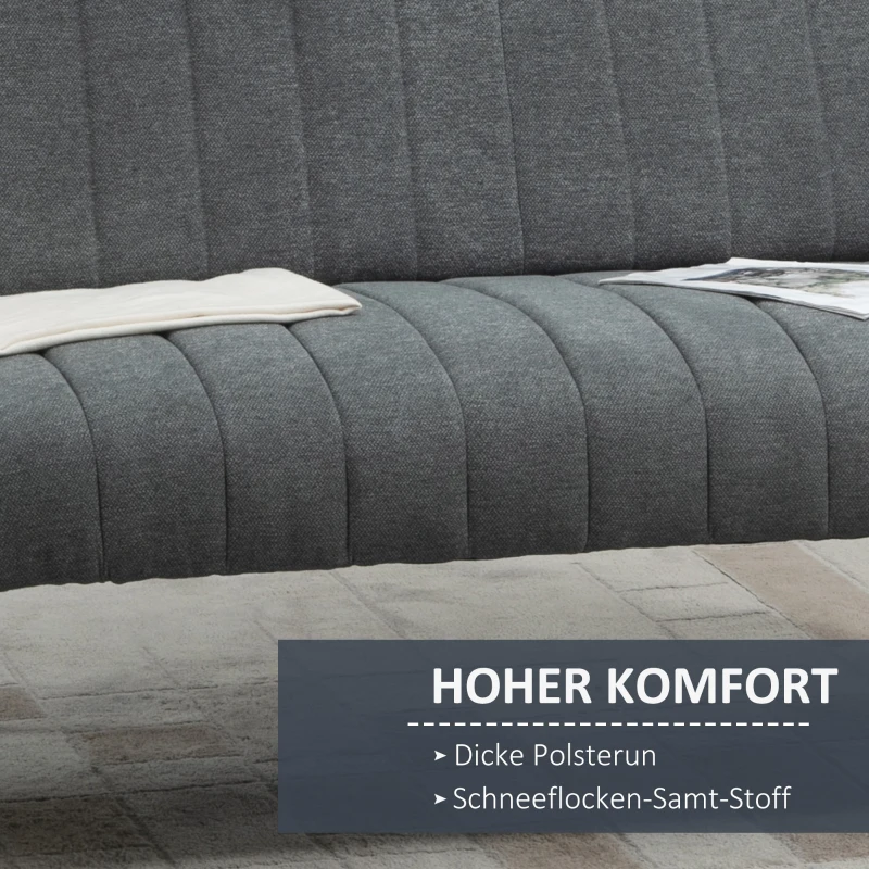 HOMCOM Doppelsofa Stoffsofa Polstersofa Sitzmöbel Loungesofa Metall samtartiges Polyester Schaumstoff Grau+Schwarz 122 x 75 x 77 cm
