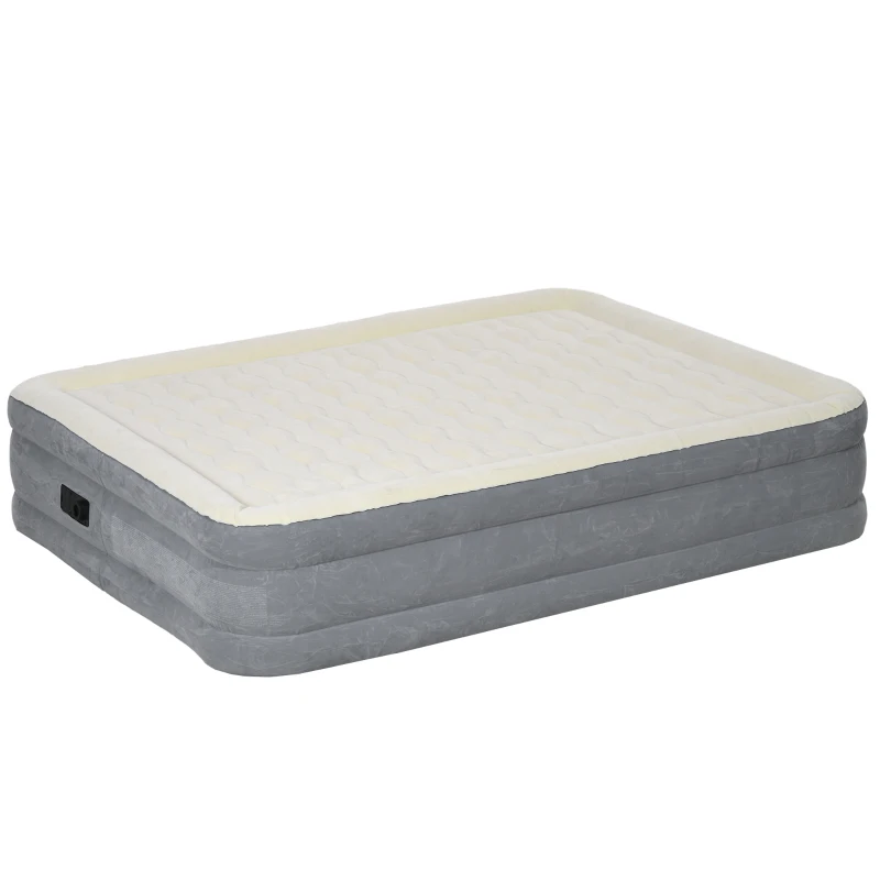 Outsunny Letto Gonfiabile Singolo con Pompa di Gonfiaggio Inclusa e Borsa, 203x152x46cm, Beige