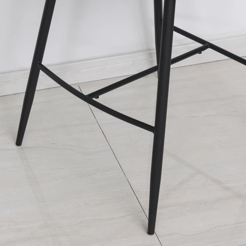 HOMCOM 2er-Set Barhocker mit Fußstütze, Barstühle mit Rückenlehne, Industrie Design Bistrohocker, Esszimmerstühle, PU, Schwarz, 55,5 x 57,5 x 93 cm