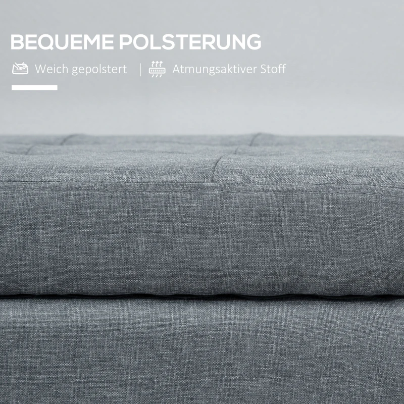 HOMCOM Sitzbank mit Stauraum, Ottomane, Flurbank, Knopfheftung,125,1 cm x 48,9 cm x 41,3 cm, Grau