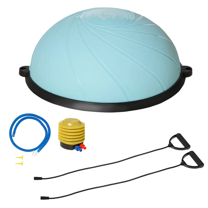 HOMCOM Ø 58 cm Yogaball Halbkugel Balance Trainer Balance-Ball Halber Gymnastikball mit Trainingsseil Zuhause für Yoga Balance Stabilität Hellblau