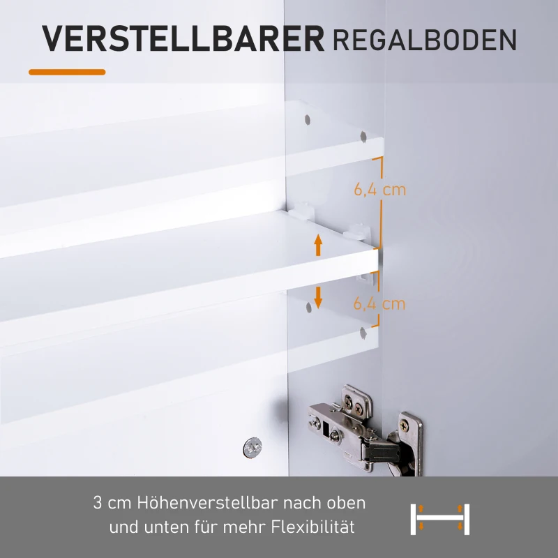 HOMCOM Bademöbel Spiegelschrank Badeschrank Hängeschrank Badezimmer Spiegel Schrank (60 x 15 x 75 cm)
