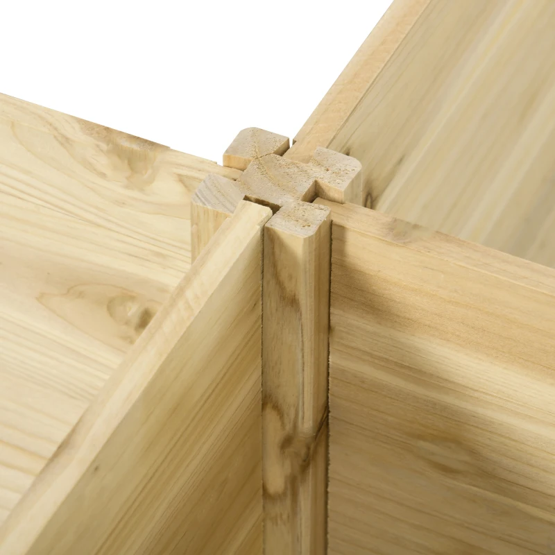 Outsunny Lot de 5 bacs jardinières potagers modulables pour extérieur en bois de sapin, dim. 230L x 230l x 28H cm bois naturel