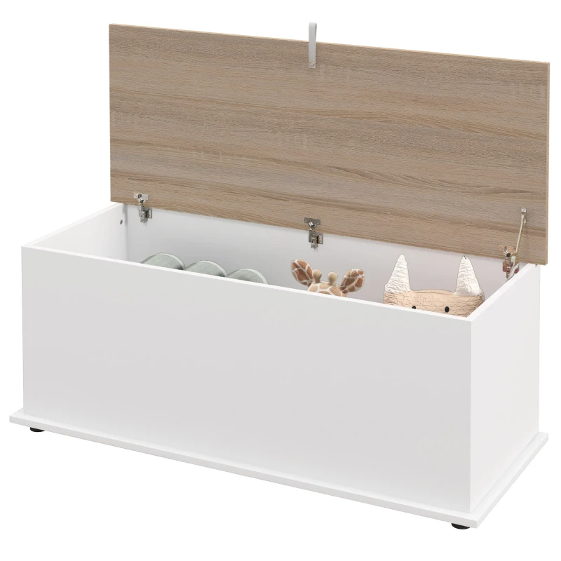 HOMCOM Arcón de Almacenamiento con Tapa Carga Máx. 120 kg para Dormitorio Salón 100x40x40 cm Natural y Blanco