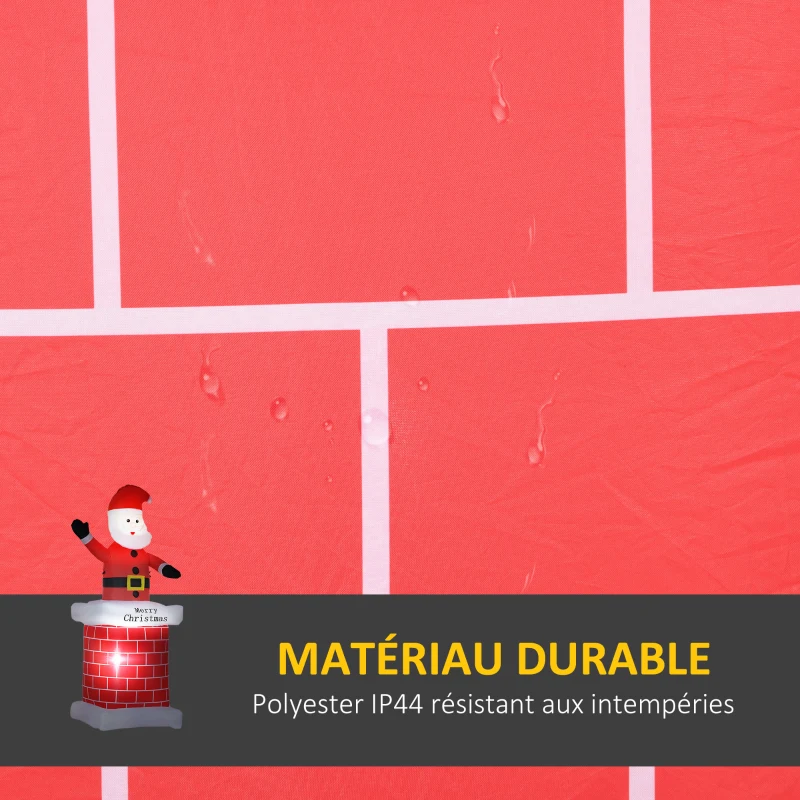 HOMCOM Père Noël gonflable avec cheminée lumineux LED hauteur 210 cm polyester imperméable rouge blanc noir