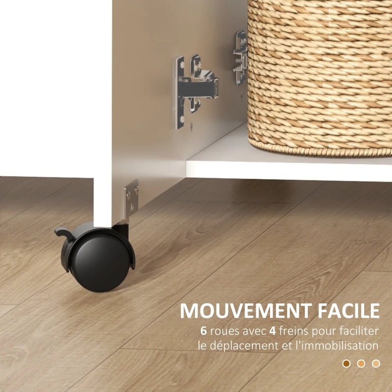 HOMCOM Table de cuisine pliable table à manger pliante 2 plateaux rabattables avec 2 tiroirs 1 placard blanc et chêne