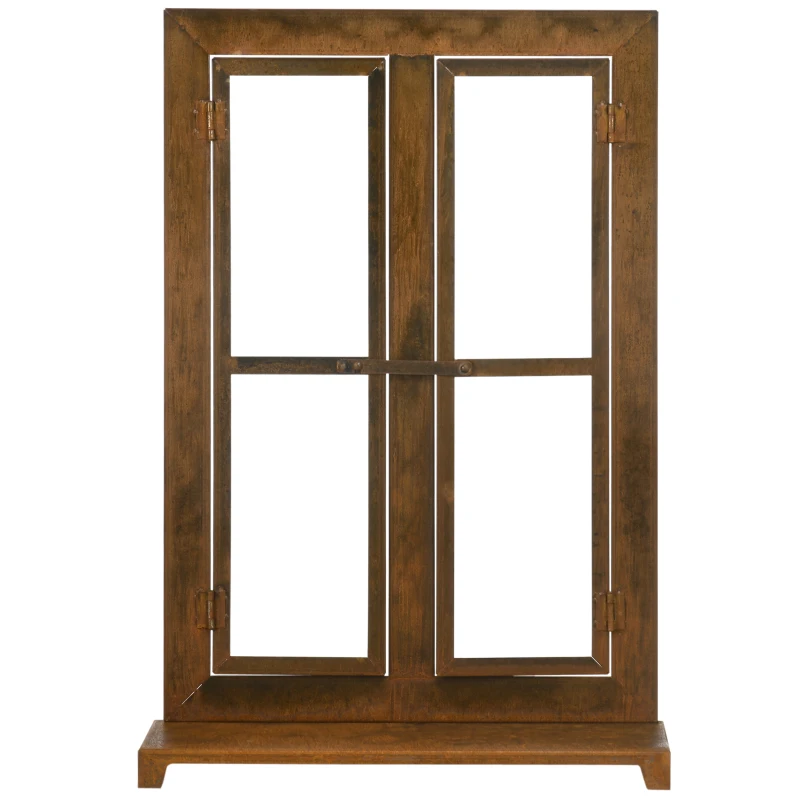 Outsunny Dekorativer Fensterrahmen für den Garten, Vintage-Design, 55 cm x 19 cm x 80 cm, Metall, Braun