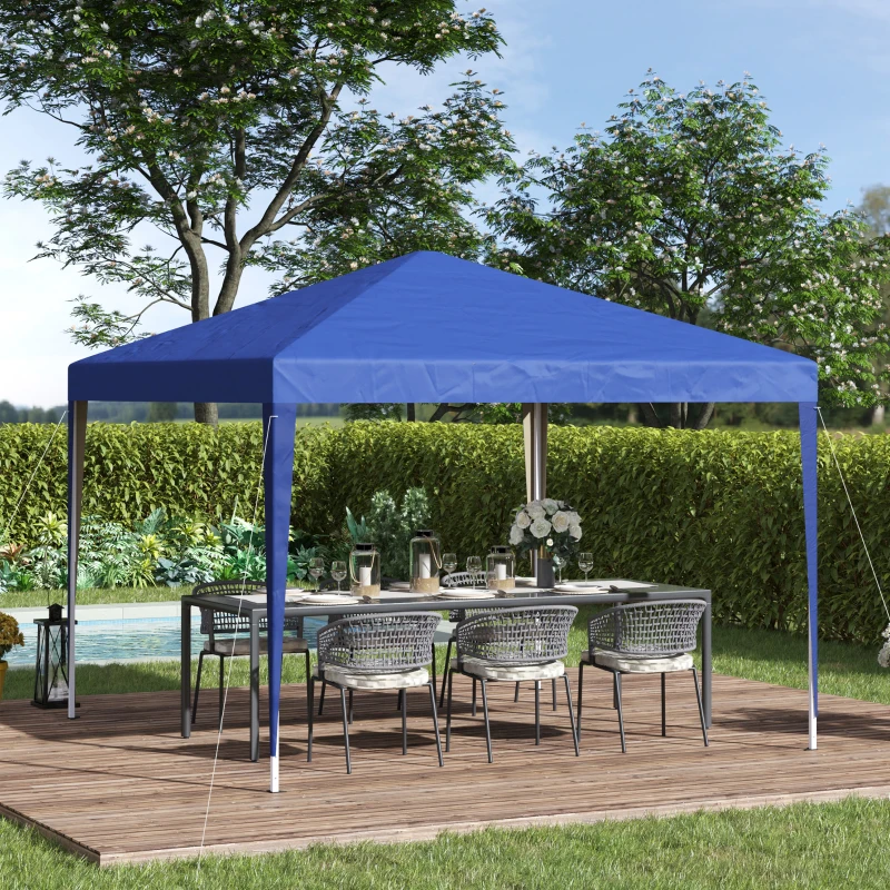Outsunny Pavillon, 2,95 x 2,95 m Pop-Up-Faltpavillon, Gartenpavillon, Partyzelt, UV-Schutz, Stahl+Oxfordstoff, Blau