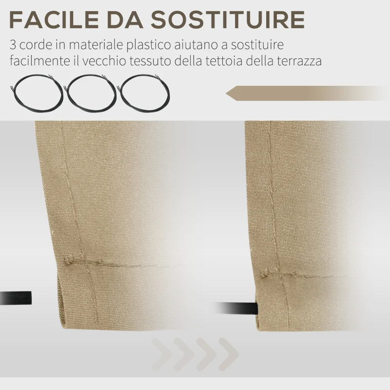 Outsunny Telo di Ricambio per Tenda a Bracci in Poliestere Anti UV da 4x2.5m, Beige