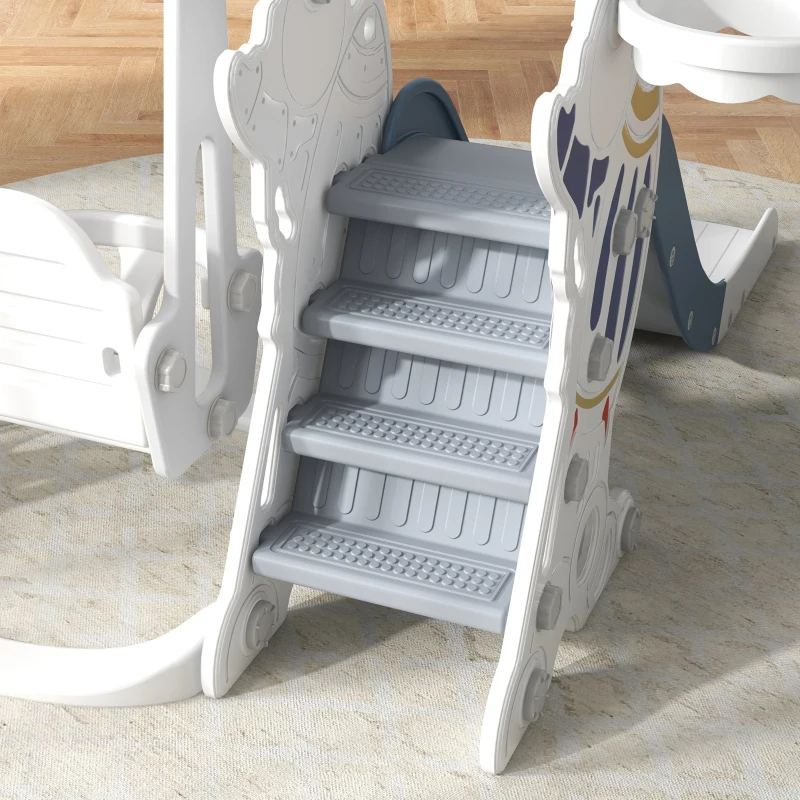 AIYAPLAY Juego de Tobogán y Columpio para Niños 3 en 1 Columpio para Niños de 18-48 Meses Carga 30 kg 150x185x92 cm Blanco y Azul