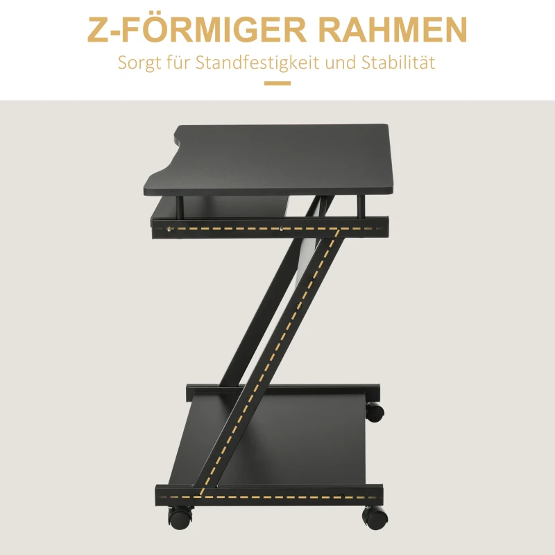 HOMCOM Schreibtisch Computertisch kompakt mit Tastaturablage 60 x 48 x 73cm Schwarz