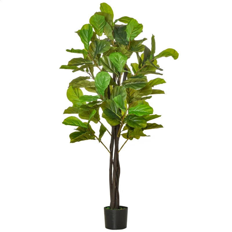 HOMCOM Planta Artificial Higuera en Maceta Altura 155 cm con 114 Hojas Árbol Artificial para Decoración Interior Hogar Salón Dormitorio Verde