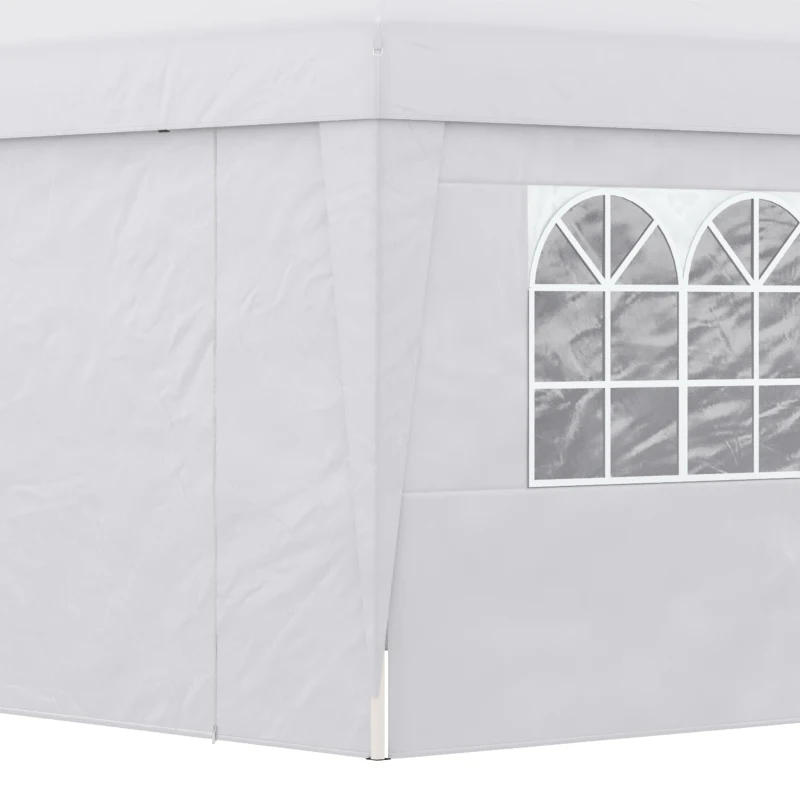 Outsunny Gazebo Pieghevole 3x3 m con Altezza Regolabile, con Design Pop Up e Finestre, Bianco