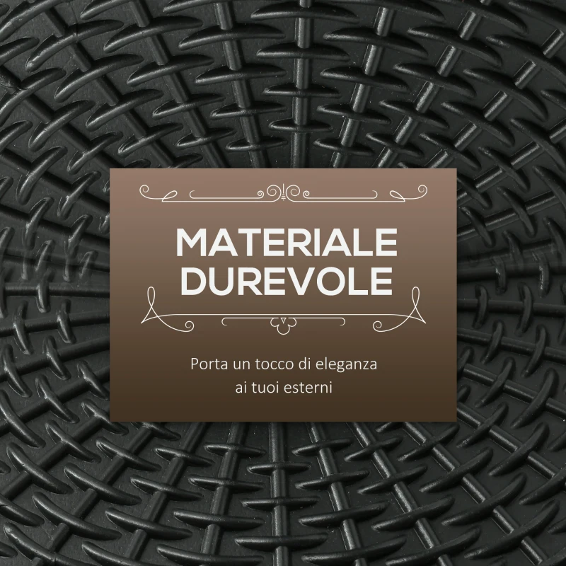 Outsunny Base per Ombrellone Rotonda Effetto Rattan da 12.5kg, Supporto per Pali da 38mm e 48mm, Ø44.5 cm, Nero