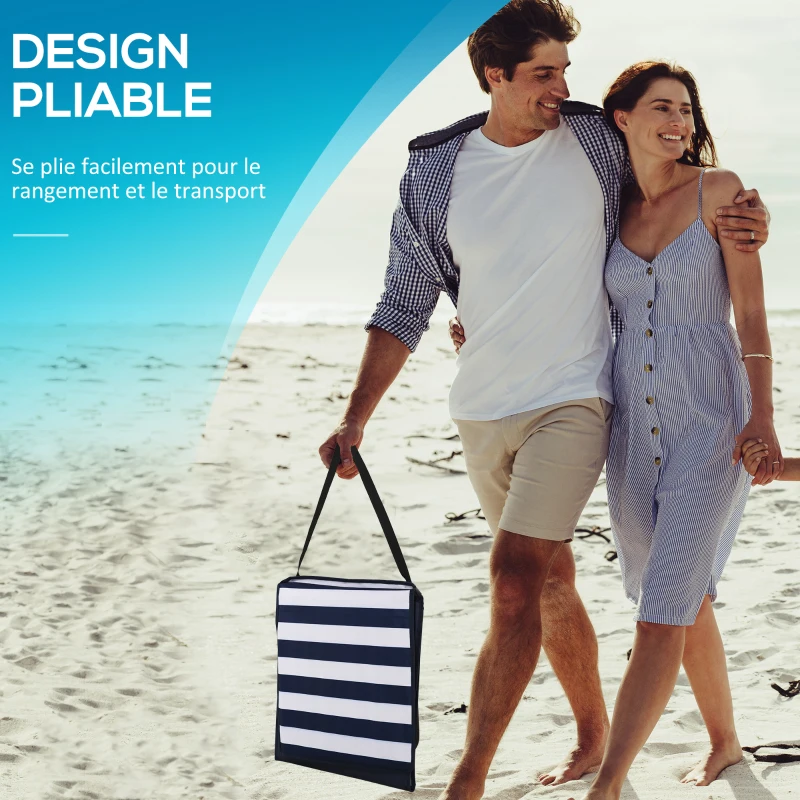 Outsunny Lot de 2 tapis de plage rembourré dossier inclinable multi-positions sac de transport inclus métal polyester