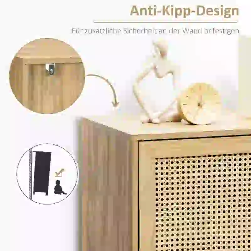 HOMCOM Sideboard, Buffet, 2 Regalfächer, 2-stufiges Schrankfach, Naturholzoptik, 80 x 39 x 70cm