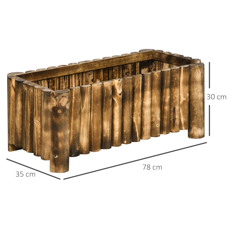 Outsunny Jardinière Rectangulaire Bac à Fleur Extérieur en Bois 78 x 35 x 30cm