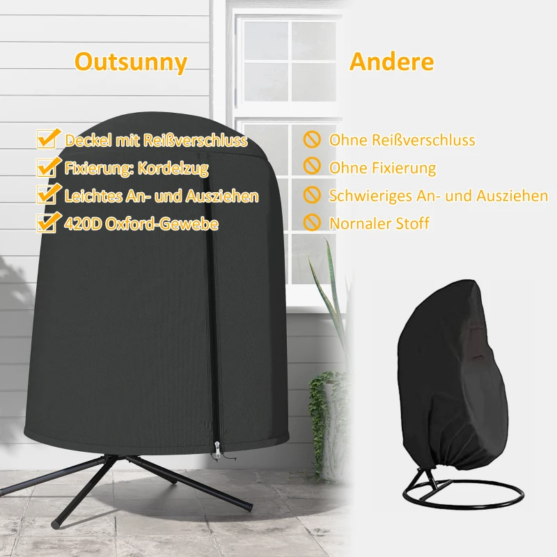 Outsunny Schutzhülle für Hängesessel, wasserdicht, staubdicht, Polyester, Ø128 x 190 cm, Schwarz