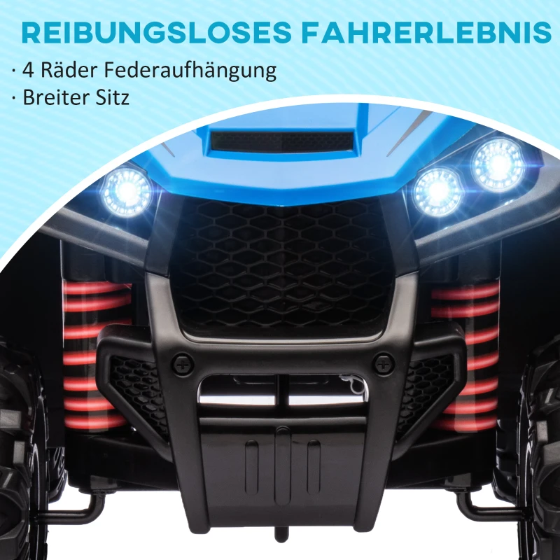 AIYAPLAY Elektro-Kinderquad, Licht & Musik, Federung, 5 km/h, 50 Min. Fahrzeit, für 3-5 Jahre, Blau