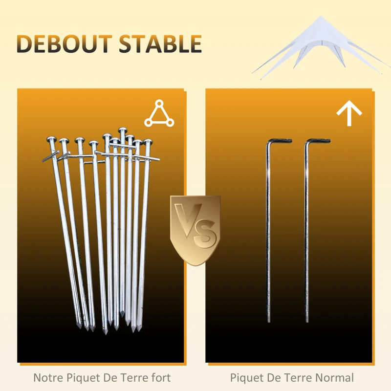 Outsunny Tente de Jardin XXL en étoile bâche Anti-Pluie Voile d'ombrage Toile de Camping 10 x 10 x 4 m Polyester Haute densité 210D imperméable bleu clair