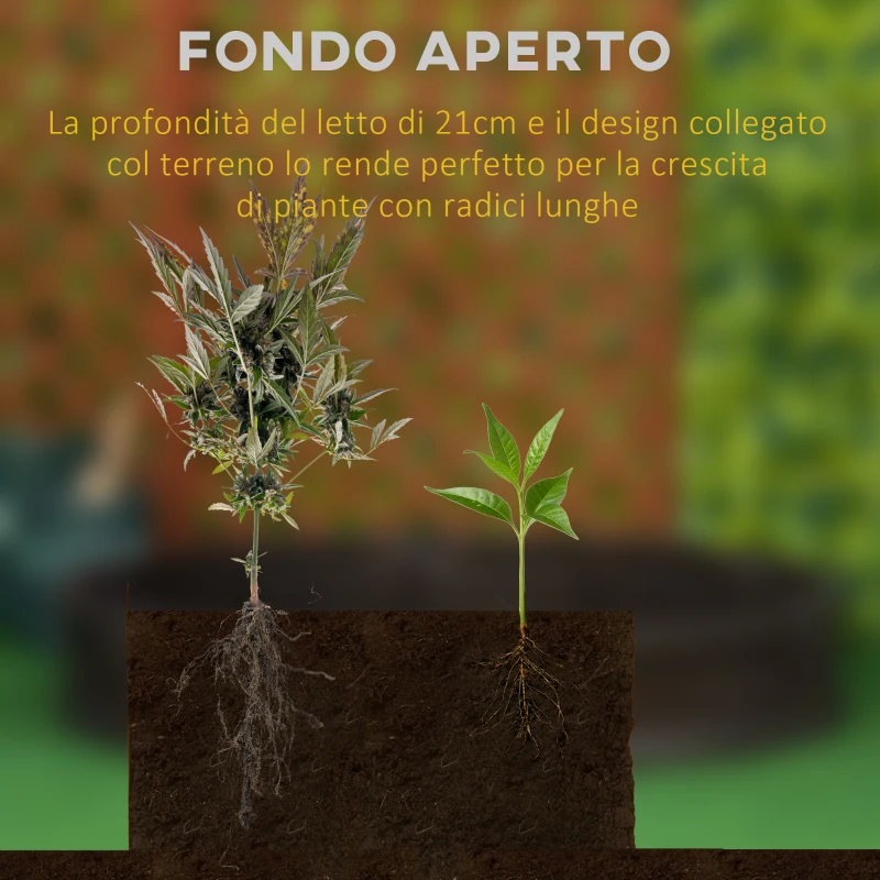 Outsunny Letto per Orto Rialzato in HDPE, Fioriera da Esterno Rotonda, Φ123x21cm, Marrone