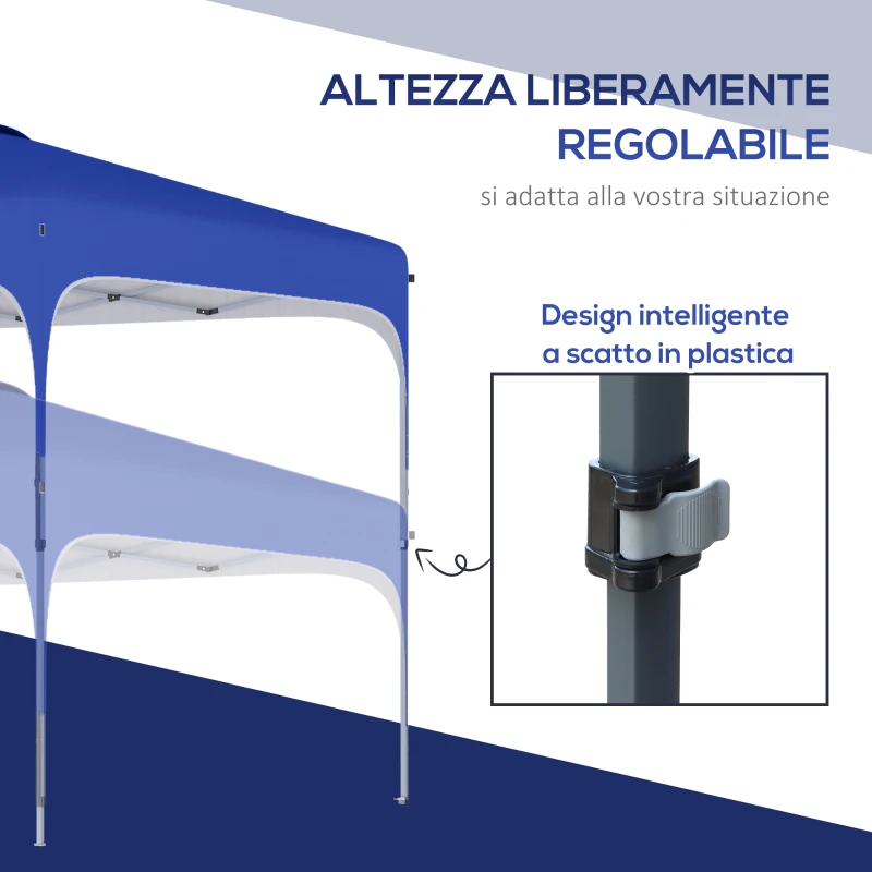 Outsunny Gazebo Pieghevole 2.5x2.5 m con Altezza Regolabile, Sacchetti di Sabbia e Borsa con Ruote, Blu