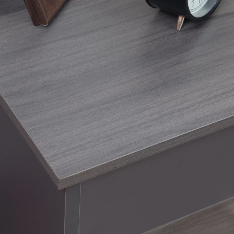 HOMCOM Comodino Moderno in Legno con Piano Sollevabile, 2 Cassetti e Ruote, 50x40x50cm, Grigio