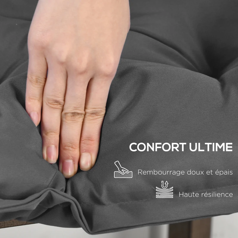 Outsunny Coussin d'assise pour banc de jardin rembourrage épais 100 x 40 x 10 cm, gris foncé
