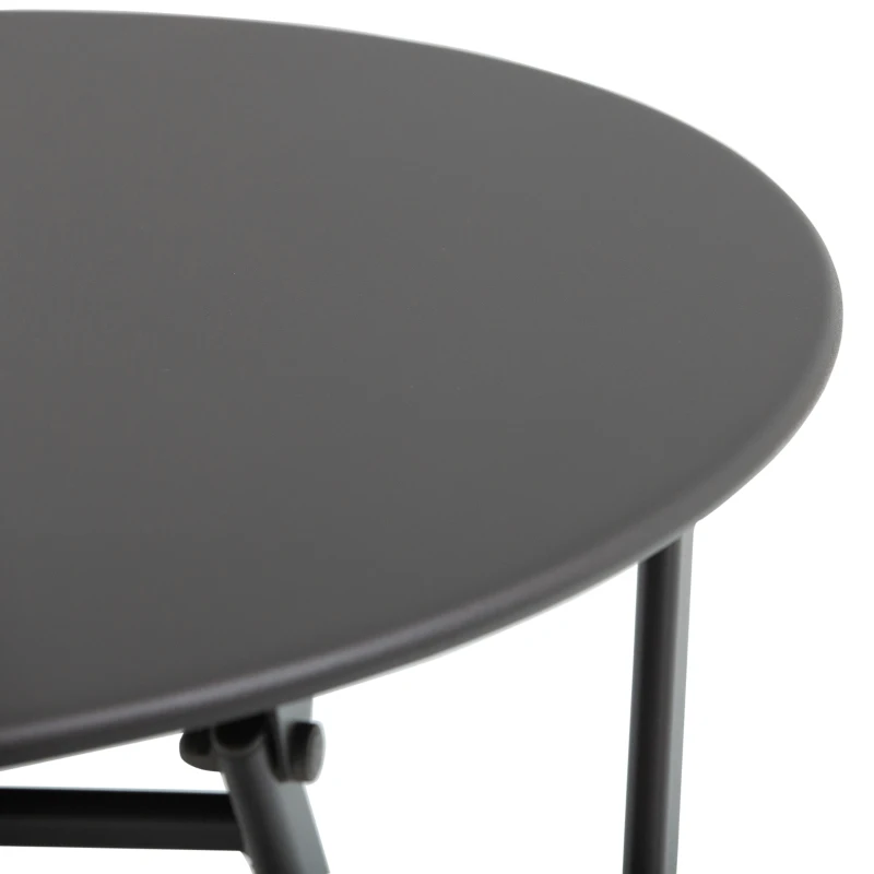Outsunny Salon de jardin bistro pliable - table ronde Ø 60 cm avec 2 chaises pliantes - métal thermolaqué gris