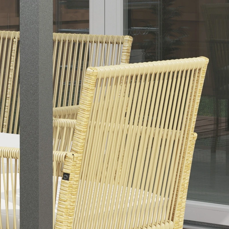 Outsunny Set da Giardino in Rattan da 4 Pezzi con 2 Poltroncine, Divano e Tavolino da Caffè, Naturale e Nero