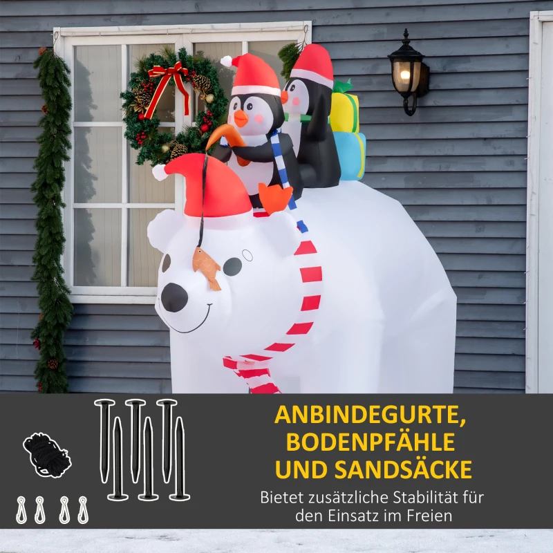 HOMCOM Aufblasbare Weihnachtsdekoration Aufblasbare Weihnachtsfiguren. selbstaufblasend inkl. Gebläse, 2 m, Mehrfarbig