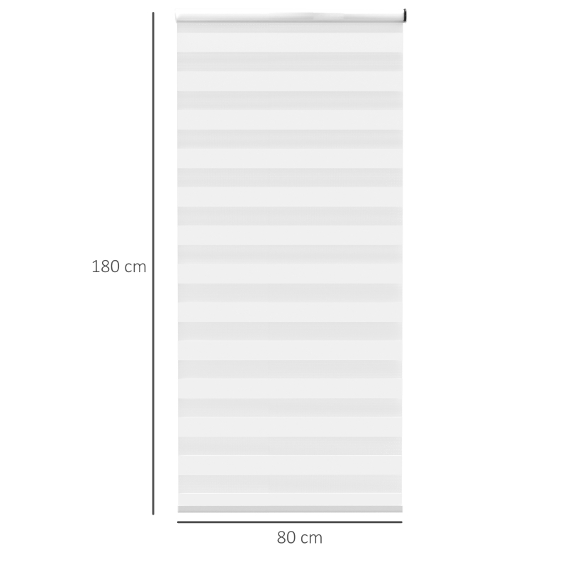 HOMCOM Doppelrollo mit Fernbedienung, USB-Schnittstelle, aufladbarer Akku, 80 cm x 180 cm x 7 cm, Weiß
