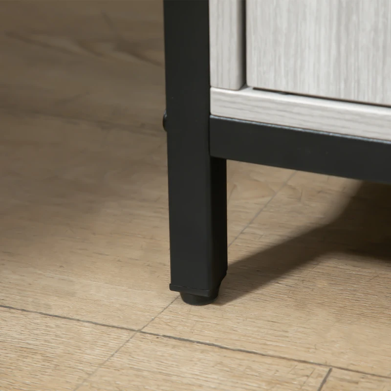 HOMCOM Credenza Moderna in Legno con 2 Armadietti e Ripiani, Mobile Cucina e per Ingresso Grigio Chiaro, 100x34x87.2cm