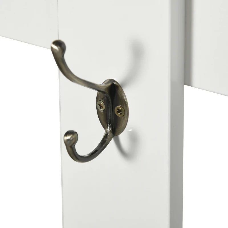HOMCOM Garderoben-Set Garderobenständer Garderobenhalter, 6 Kleiderhaken, 1 Spiegel, 85 cm x 24 cm x 80 cm, Weiß + Silber